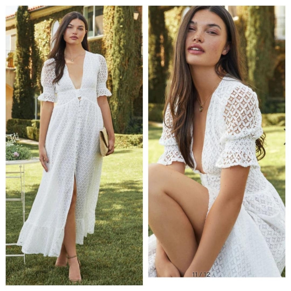 Lace Puff Sleeve Maxi Dress